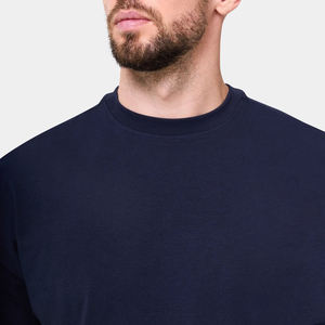 Camisetas de Verano para Hombre, Ligeras, Totalmente Personalizadas, Manga Corta, Hombros Caídos, Color Azul Marino, Estilo Urbano, OEM ODM - Product Image 2