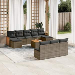 Gray Garden <b>Sofa</b> Set <b>Rattan</b> Outdoor Furniture Cushioned Contemporary Design - Product Image 1