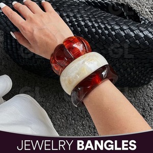 Pulseras de Resina Transparentes Brillantes y Mate, Elegantes Pulseras de Resina Hechas a Mano, Accesorios Elegantes para Mujer - Product Image 2