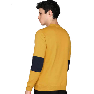 เสื้อสเวตเตอร์คอกลมสีเหลืองมัสตาร์ดสำหรับผู้ชาย แขนยาว ถักทอจากผ้าฝ้าย 100% ระบายอากาศได้ดี เหมาะสำหรับใส่ในฤดูหนาว - Product Image 2