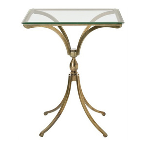 Mesa Auxiliar Redonda Contemporánea de Aluminio con Estantes de Vidrio, Mueble Decorativo de Lujo - Product Image 6