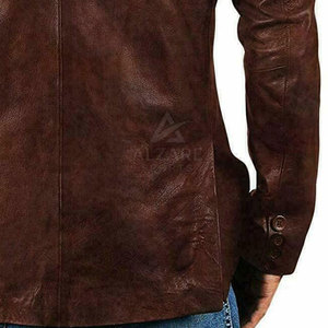 Blazer de cuero clásico en stock, nuevo, a bajo precio, con costuras duraderas y diseño atemporal para hombre. - Product Image 6