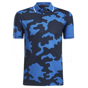 Chemise à manches courtes bleue unie pour homme, séchage rapide, respirante, en polyester tricoté, coupe décontractée - Product Image 1