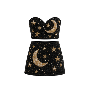Vestido de dos piezas de punto personalizado al por mayor con bordado de medusa y patrón de pedrería, traje de baño para mujer - Product Image 2