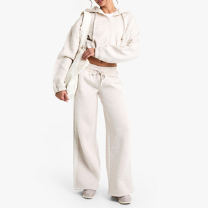 Custom Women's Winter Solid Hooded Cargo Tracksuit <b>Set</b> High Neck Crop Top and <b>Joggers</b> 2 Piece <b>Matching</b> Pockets Casual Outfit - Product Image 1