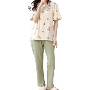 <b>Summer</b> Cotton Printed Pajama Set Round Neck Half Sleeve Top & <b>Pyjama</b> Pants Breathable Nightwear - Product Image 1