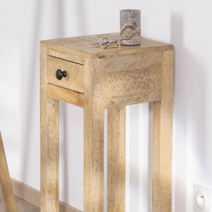 Vandana Golden Haven <b>High</b> <b>bedside</b> <b>table</b> or side <b>table</b> with 1 drawer Manoha in mango wood H 70 cm - Product Image 4