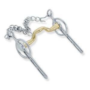 Bocado para caballo con diseño de cadena de cobre, barra retorcida y anillos ovalados para equipo de equitación, bocado occidental deslizante con rodillo. - Product Image 3