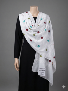 Hiyab de Algodón Voile para Mujeres Árabes Musulmanas, Bordado Floral Blanco, Suave, Ligero y Transpirable, para Uso Diario y Hajj - Product Image 3