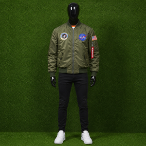 Custom Men's MA-1 Flight Bomber <b>Jacket</b> Space Mission Patches Green Windproof Tactical <b>Pilot</b> <b>Jacket</b> Streetwear Coat - Product Image 3