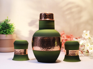 Carafe d'eau de luxe en cuivre pur, design martelé, avec revêtement en caoutchouc de silicone, pour boissons - Product Image 4