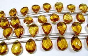 Perles de citrine hydrofugée, forme poire, briolette facettée, 8 pouces - Product Image 4