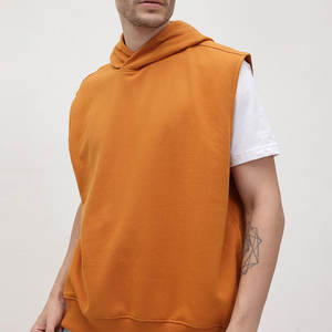 Haut de sport sans manches pour homme, personnalisé OEM, coupe oversize, respirant, broderie 3D, en tissu français uni teint, taille XS - Product Image 2