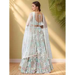 Spectacular Pista <b>Green</b> Sequins <b>Net</b> Wedding Lehenga Choli - Product Image 4