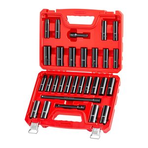 Set di 29 Pezzi per Riparazione Auto, Chiavi a Bussola a Impatto da 1/2 Pollice, Set di Bussole Profonde a 6 Punte, Misure SAE (3/8 1 Pollice) e Metriche (10-24 mm) - Product Image 5