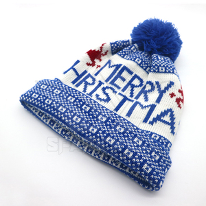 SPARKWELL INDUSTRY Bonnet tricoté unisexe Joyeux Noël Noir Blanc Rouge Hiver Chaud Décontracté Adulte 100% Polyester - Product Image 3