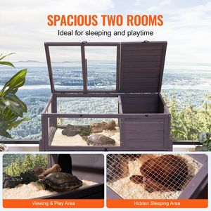 Hábitat de Madera para Tortugas de Interior y Exterior con Soporte de Luz Rodante, Recinto Pequeño para Reptiles, Jaula para Tortugas - Product Image 4