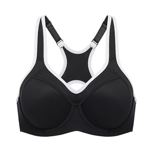 Soutien-gorge de sport simple noir pour femme, sans bretelles, à bretelles ajustables, léger, maintien moyen, devant en Spandex/Nylon, respirant, coupe régulière - Product Image 4