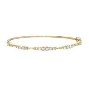 Diamond Solitaire Bangle Round Lab Grown 10k 14K <b>Solid</b> Gold Push Clasp With Safety Latch Everyday Wear Stacking Jewelry <b>Bracelet</b> - Product Image 1