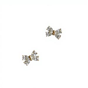 Modernos y Elegantes Pendientes Pequeños con Diseño de Lazo, Oro Puro de 14K, Diamantes Cultivados en Laboratorio, Regalo para Chicas, Uso Diario - Product Image 1