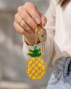 ALI FASHION ART Customized Hand Embroidered Eco-Friendly Felt Woven Fruit Pattern Carabiner Keychain <b>Bag</b> <b>Charm</b> Model AFA-01 - Product Image 1