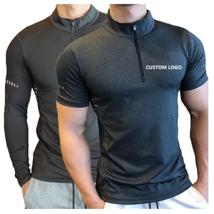 Camiseta Deportiva de Manga Corta para Hombre, Cuello Alto, Cierre de Cremallera de un Cuarto, Reflectante, Tejido de Punto, Secado Rápido, Corte Regular, 100% Algodón, Ligera y Transpirable - Product Image 3