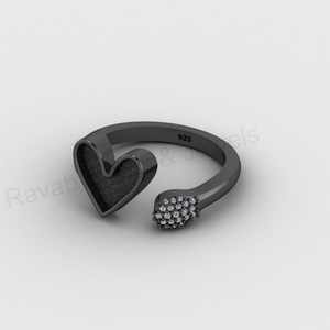 Solid 925 Silver 10mm Heart Blank Bezel Adjustable <b>Ring</b> Setting With CZ Breastmilk DIY Resin Filling Keepsake Jewelry Findings - Product Image 4