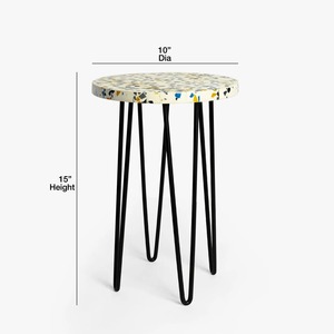 Maceta de Diseño con Acabado de Madera y Madreperla, con Patas Metálicas Modernas para Plantas de Interior y Exterior - Product Image 2