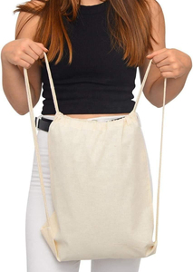 Durable Reusable Promotional Cotton <b>Drawstring</b> <b>Canvas</b> String <b>Bag</b> Sports Backpack Gym Sack for Men - Product Image 3