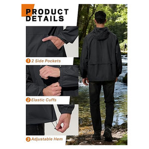Men's Rain <b>Jacket</b> <b>Waterproof</b> Windbreaker <b>Lightweight</b> <b>Packable</b> Hooded Raincoat for Cycling Running Hiking Golf and Travel Outdoor - Product Image 5