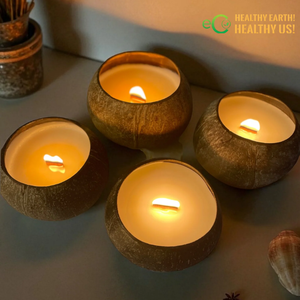 เทียนกะลามะพร้าวธรรมชาติทำด้วยมือ100% ชามกะลามะพร้าวพร้อมคริสตัลผลิตในเวียดนาม - Product Image 6