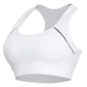 Women's Long Line High-Support <b>Racerback</b> Sports <b>Bra</b> with Reflective Trim Breathable & Anti-Bacterial Square Neck Spandex/Nylon - Product Image 2