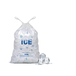 Bolsa de hielo impermeable con logotipo impreso desechable personalizado, bolsa de grado alimenticio LD HD de plástico transparente con o sin cordón - Product Image 1