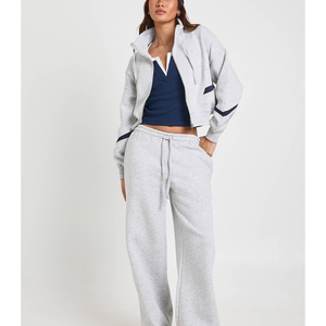 Conjunto Deportivo de Invierno para Mujer OEM/ODM, 2 Piezas, con Logotipo Personalizado, Sudadera de Algodón Grueso, Ropa Deportiva para Ciclismo y Jogging - Product Image 1