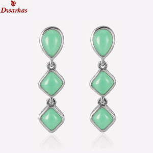 Pendientes elegantes en forma de lágrima de plata de ley 925 con crisoprasa, piedras preciosas de alta calidad, ideales para aniversario de boda. - Product Image 2