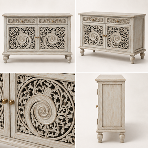 Excellent Quality Eco-Friendly Traditional Solid Wood Spiral Motif 2 Door Sideboard Drawers Space Saving Living Room Hotel Use - Product Image 6