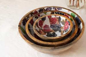 Tazón de Madera de Mango de Primera Calidad, Diseño Artesanal Limpio, Perfecto para la Cocina Moderna, Mesa de Comedor, Servir Alimentos - Product Image 3