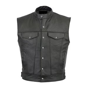 Gilets en cuir véritable pour hommes VIBE SEWN High Street, faits à la main, coupe-vent, respirants, écologiques, réversibles, col montant, fermeture éclair - Product Image 4