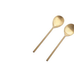 Café, té, utensilios chapados en oro con cuchara de ensalada dorada, cucharas para servir sopa de acero inoxidable, juegos de cubiertos - Product Image 6