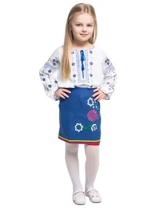 New Trendy Floral Embroidered Beautiful Skirt And Ukrainian Top For Diddo Girl