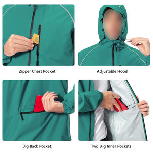 Chaqueta Cortavientos con Capucha Verde para Hombre, Estilo Bomber, Cierre de Cremallera, Exterior de Poliéster, para Otoño - Product Image 4