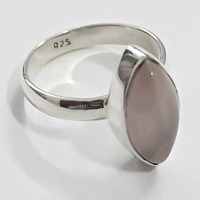 Bague en argent sterling 925 avec quartz rose marquise, style bohème, cadeau de fiançailles et de mariage pour elle, sertie de pierres, faite à la main