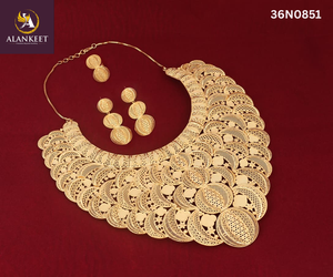 สร้อยคอทอง 24K ชุบทองเหลืองหนักหนึ่งกรัม พร้อมสร้อยแบบกล่อง ชุดเครื่องประดับแฟชั่นสำหรับผู้หญิง เหมาะสำหรับเป็นของขวัญ - Product Image 1