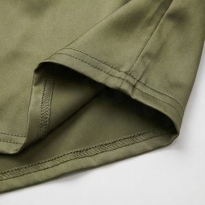 Minifalda de satén verde oliva para mujer, con fruncido, cintura regular, elegante, color liso, para todas las estaciones - Product Image 6