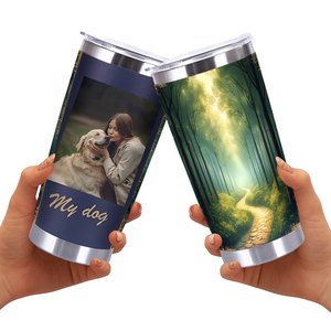 Stainless Steel Tumbler 20oz Double Wall High Insulation <b>Reusable</b> <b>Mug</b> With Forest Design - Product Image 2