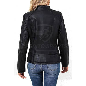 Chaqueta de Cuero para Mujer, Estilo Elegante, Costuras Duraderas, Aspecto Moderno para Uso Urbano, Chaqueta de Cuero de Alta Calidad - Product Image 2