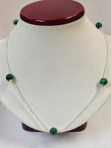 Collier en malachite, argent sterling 925 massif et or jaune 14 carats, bijoux en pierres précieuses pour femmes, cadeau - Product Image 4