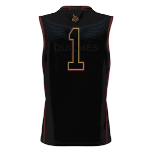 Maillot de basket-ball noir personnalisé sans manches en polyester respirant pour uniforme des Bobcats de l'État, numéro avant, antibactérien, séchage rapide - Product Image 6