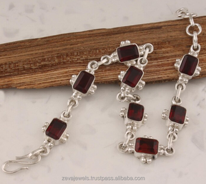 Wholesale Vintage <b>Garnet</b> <b>Bracelet</b> Boho Style Adjustable Chain <b>Bracelets</b> 925 Sterling Silver January Birthstone Jewelry - Product Image 2