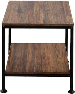 Mesa Auxiliar Cuadrada con Estructura Metálica, Mesa de Noche Rústica Marrón, Mesa Lateral de Madera Vintage Resistente para Sala de Estar o Dormitorio - Product Image 3